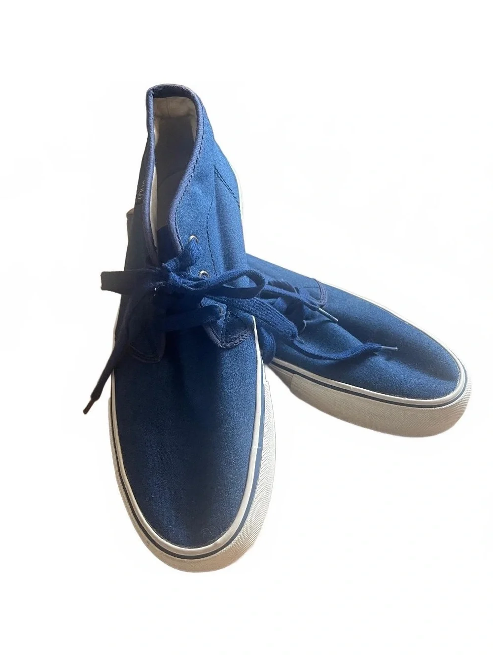 Polo Ralph Lauren 11.5 Maykn Blue Chambray Leather Upper Sneakers Size 11.5D